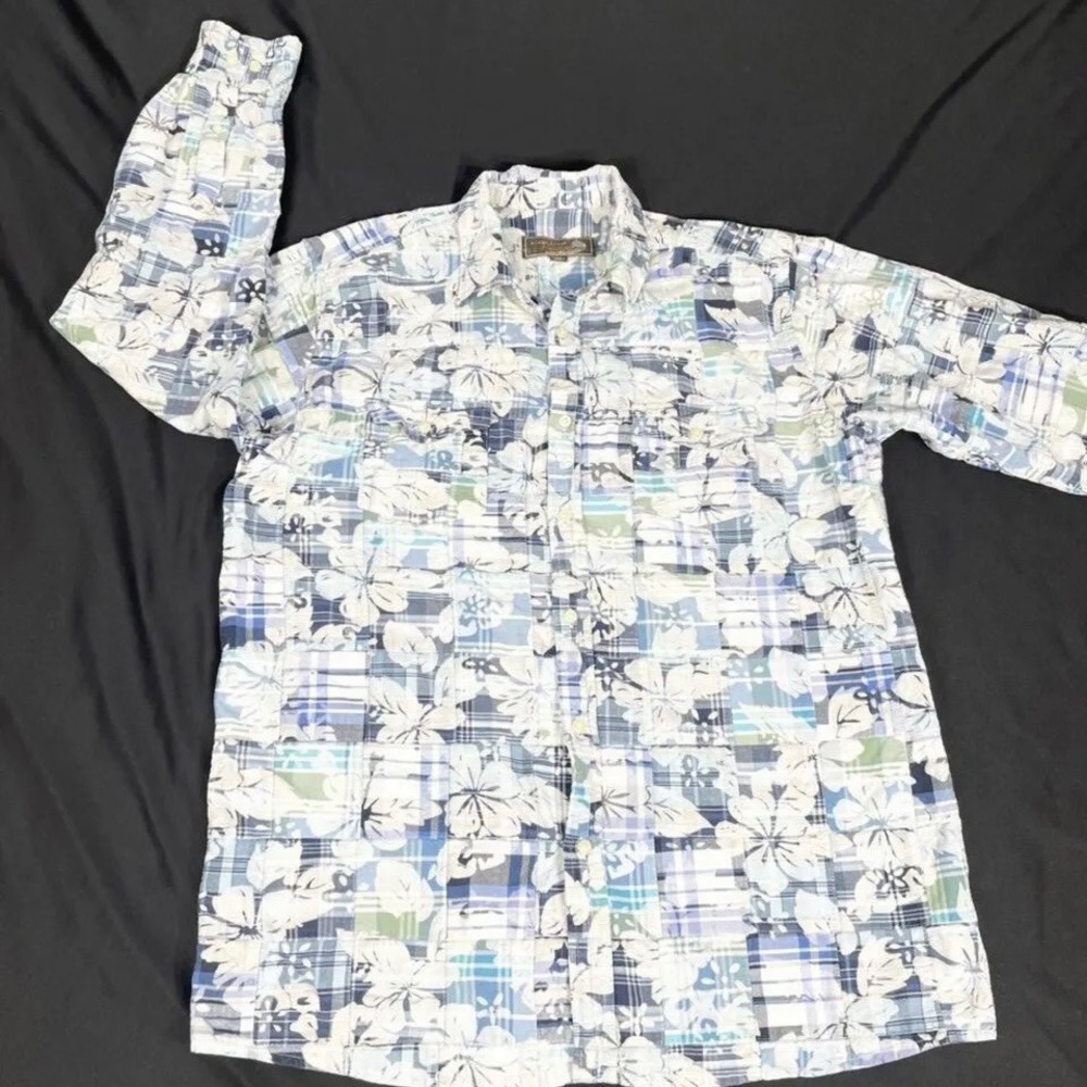 Siegfried Vintage Mens Floral Indian Madras Patchwork long Sleeve Shirt Size XL